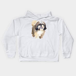 Shih Tzu Watercolor Painting - Dog Lover Gifts Kids Hoodie